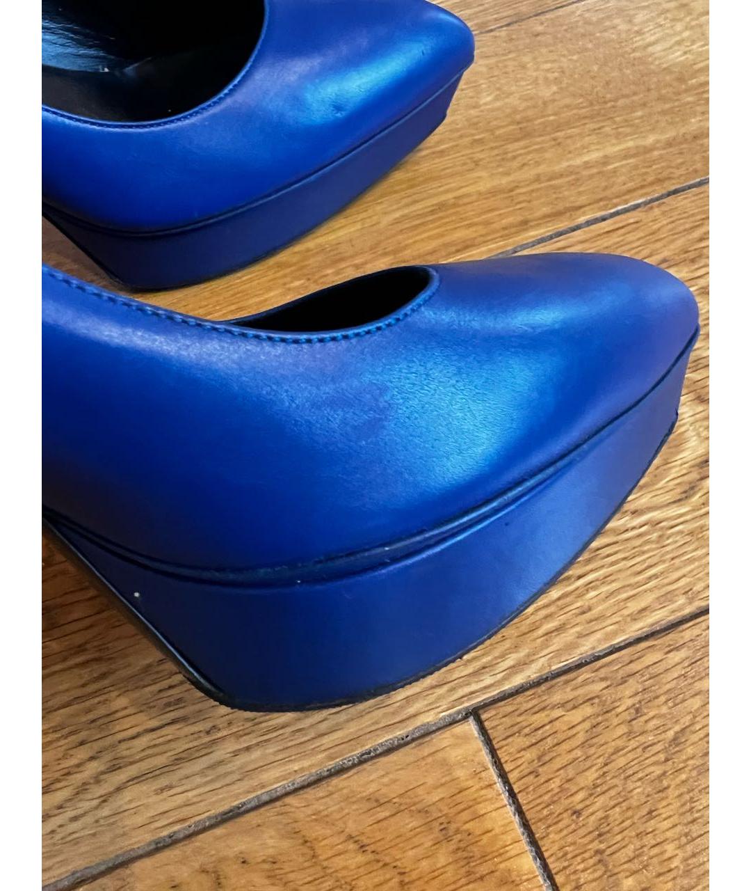 SAINT LAURENT Синие кожаные туфли, фото 8