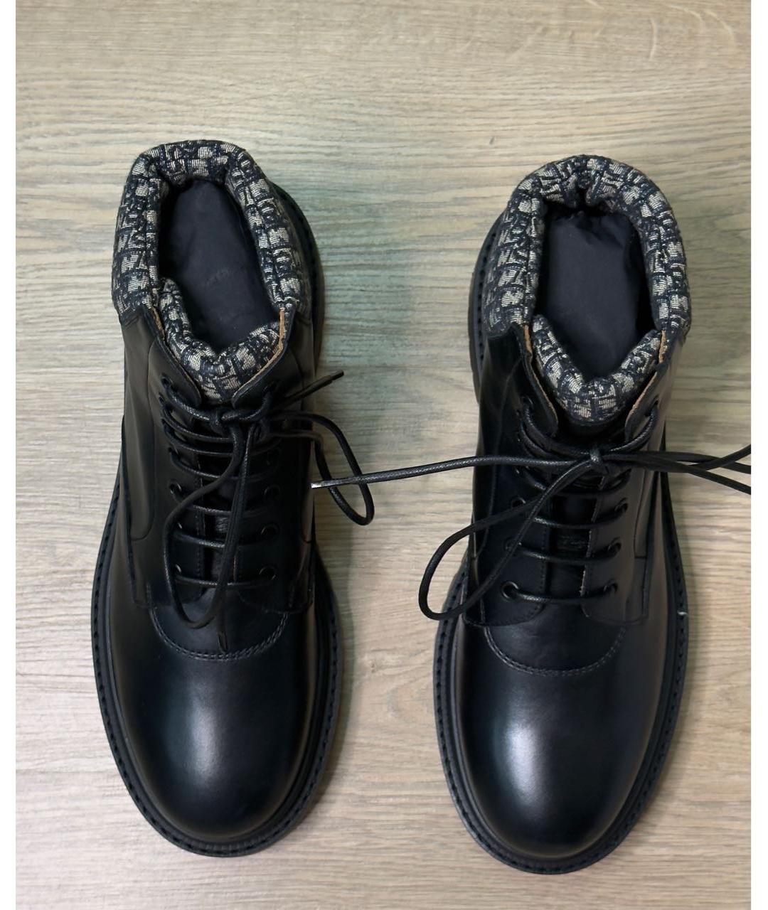 CHRISTIAN DIOR Черные кожаные высокие ботинки, фото 2