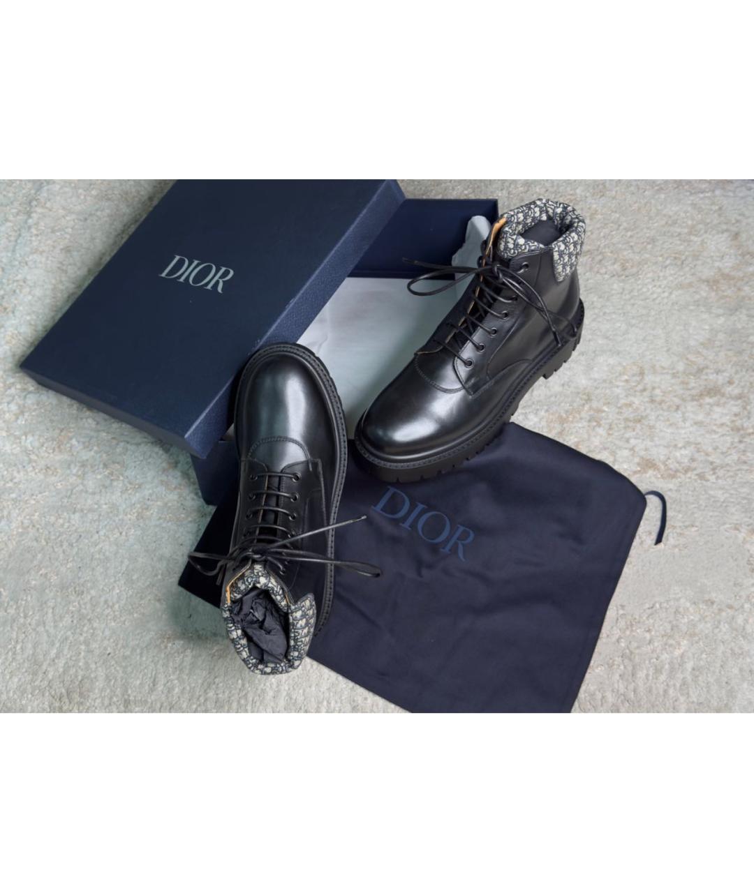 CHRISTIAN DIOR Черные кожаные высокие ботинки, фото 5