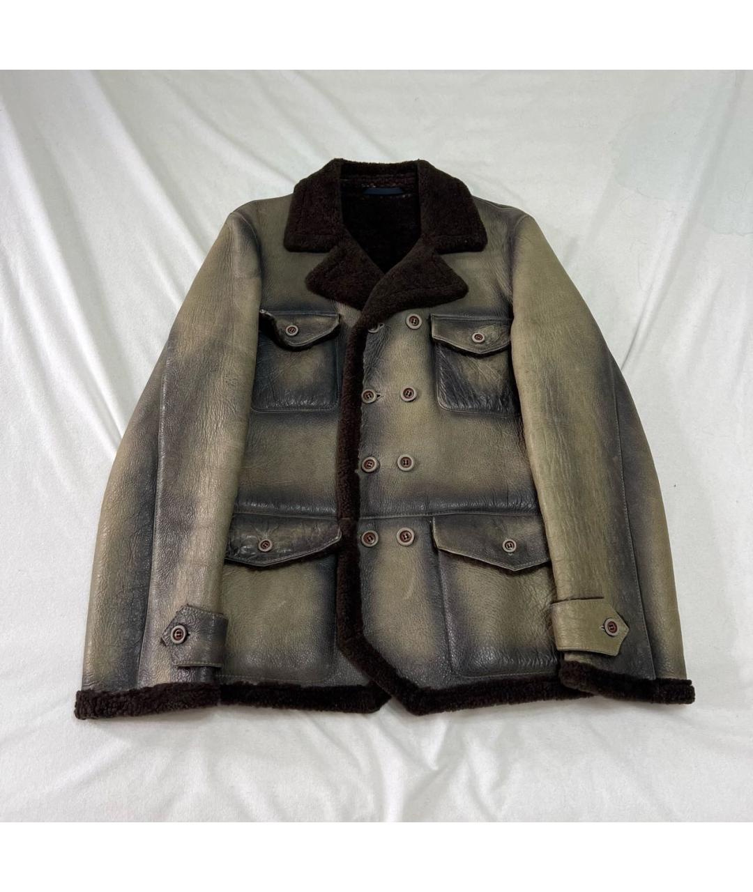 KENZO Бежевая кожаная дубленка/шуба, фото 7