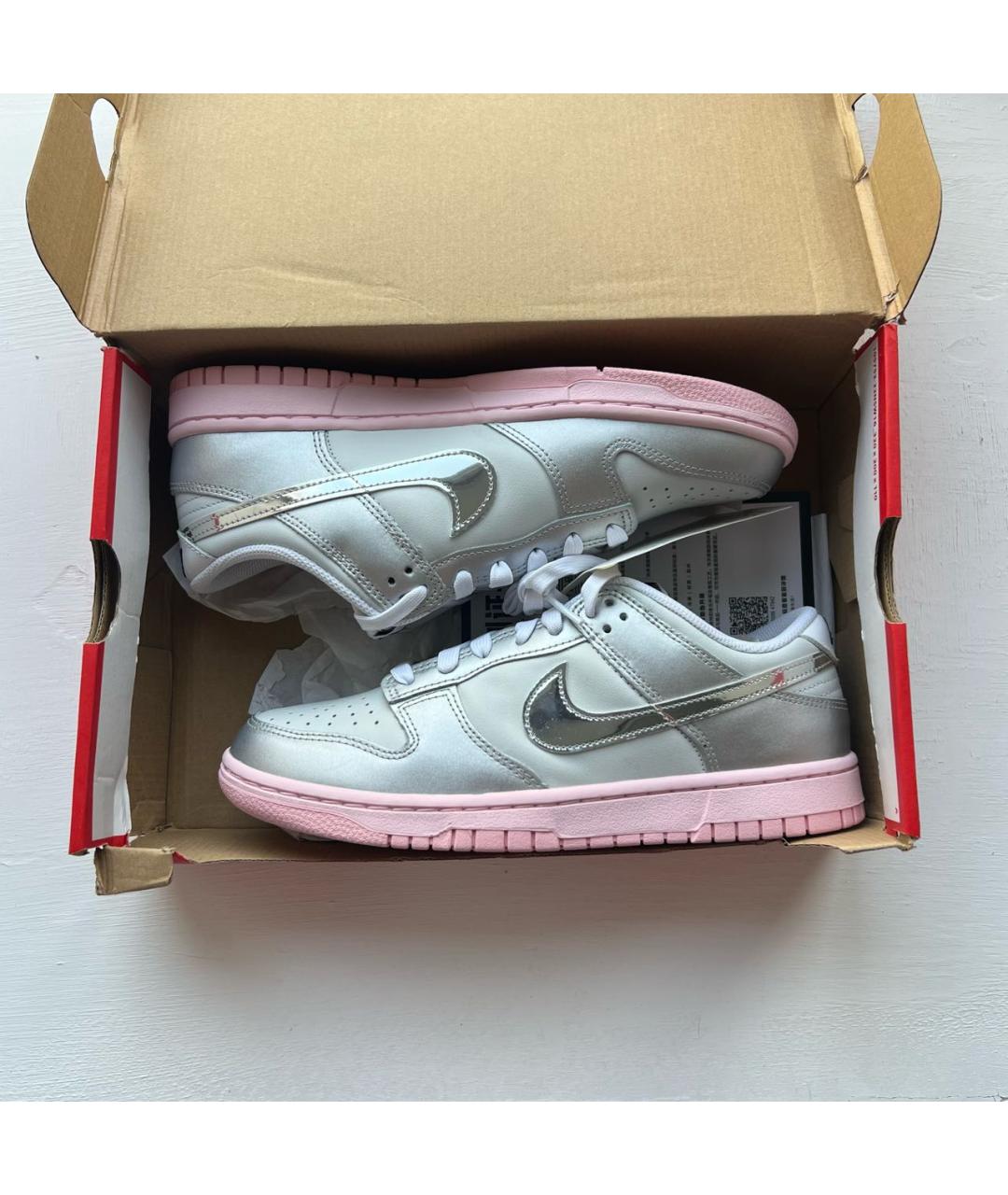 NIKE Серебряные кожаные кроссовки, фото 2