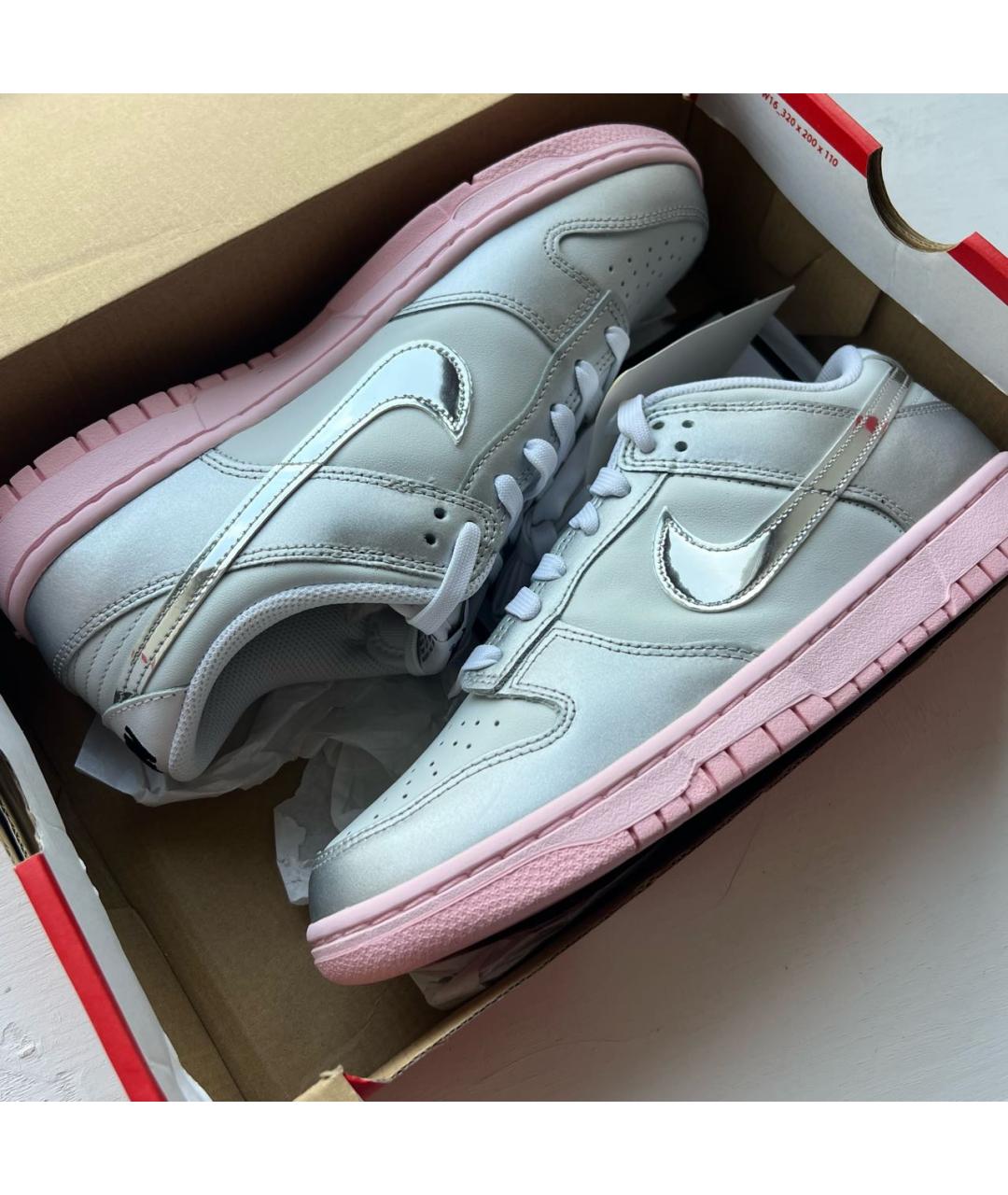 NIKE Серебряные кожаные кроссовки, фото 7