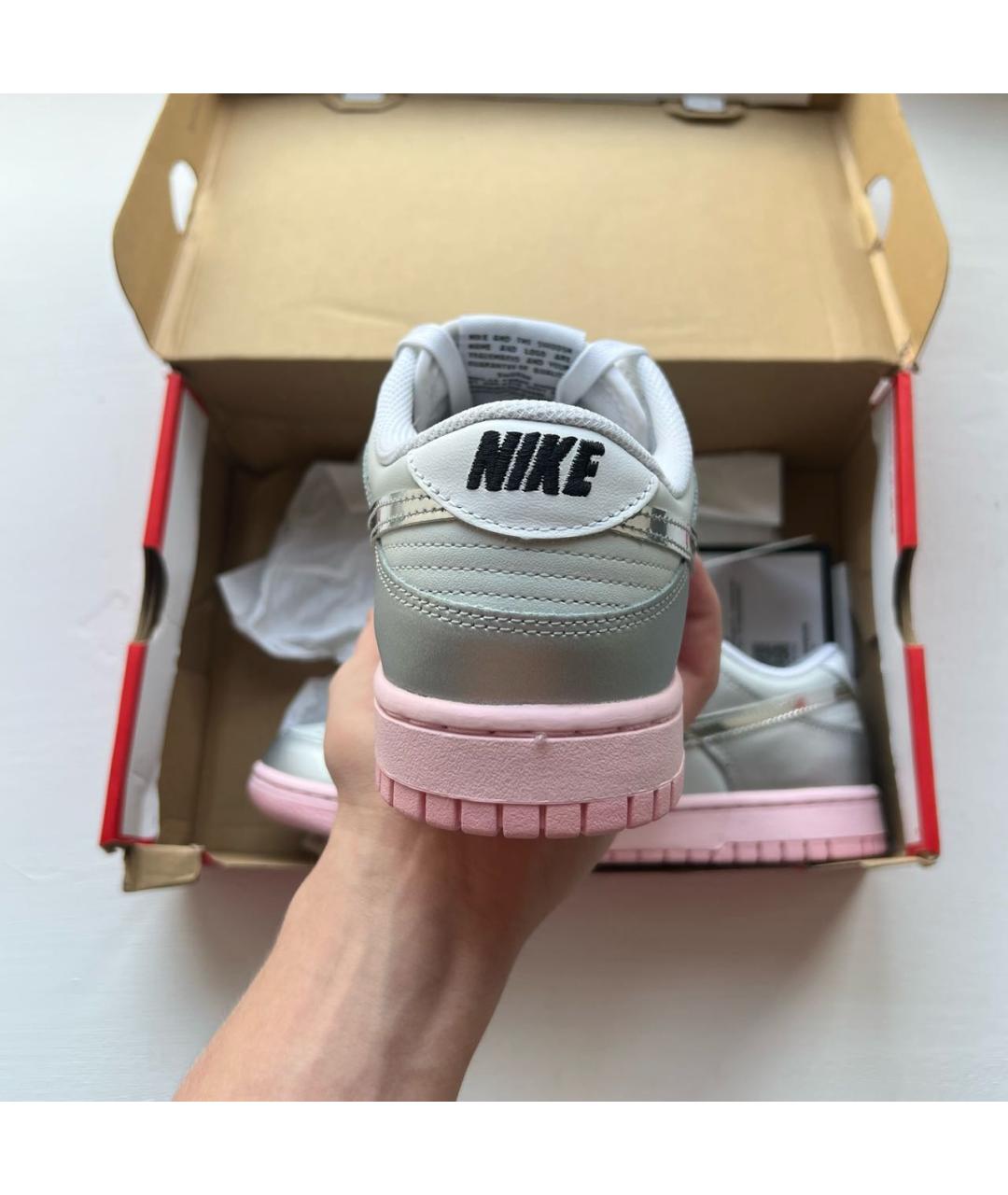 NIKE Серебряные кожаные кроссовки, фото 6