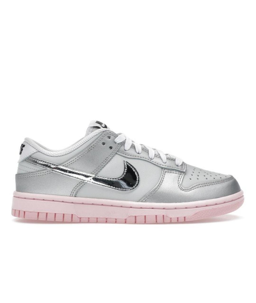 NIKE Серебряные кожаные кроссовки, фото 1