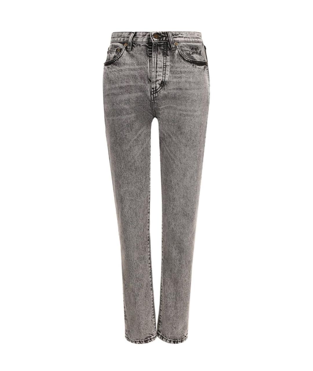 SAINT LAURENT Серые хлопковые джинсы слим, фото 1