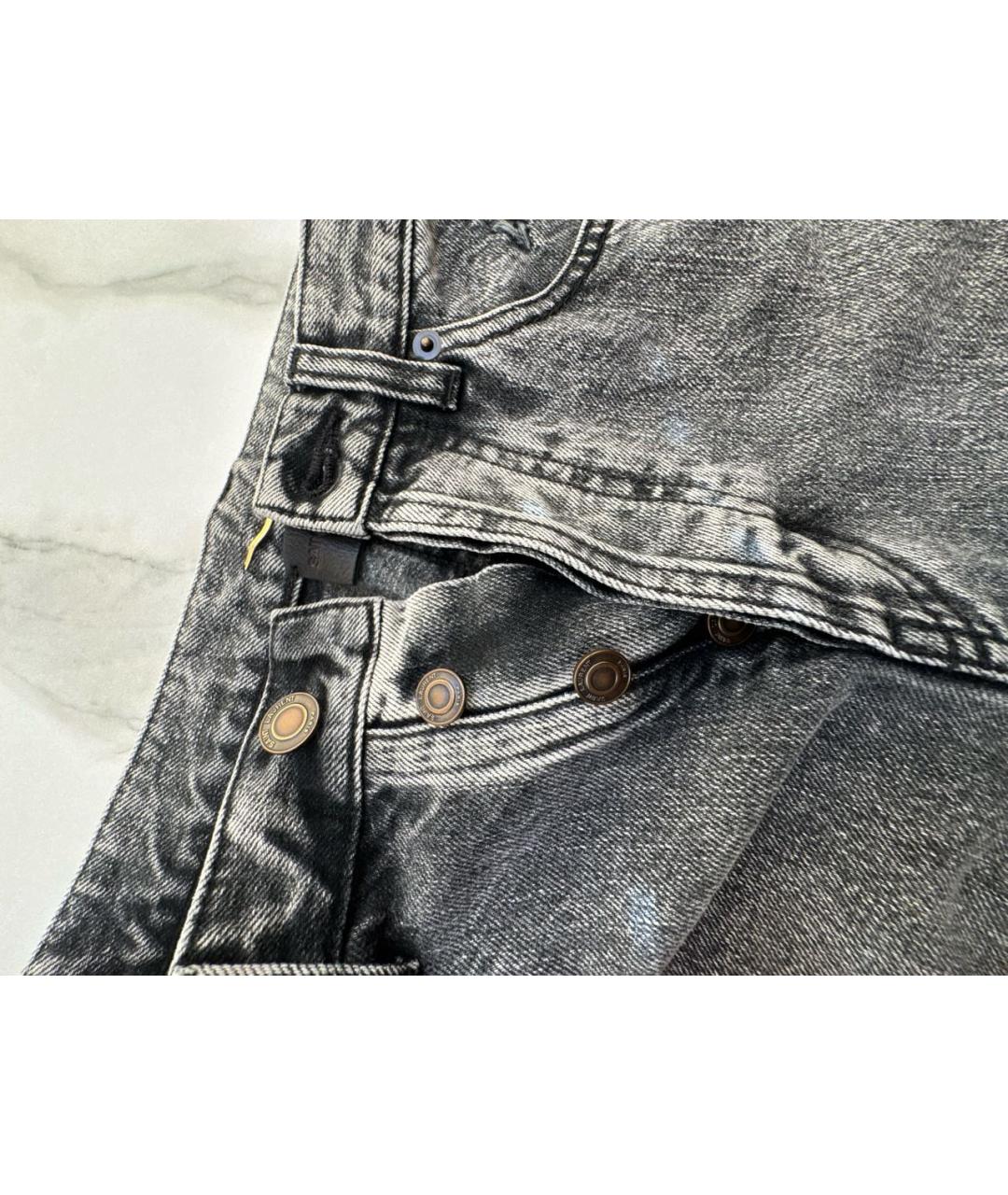 SAINT LAURENT Серые хлопковые джинсы слим, фото 5