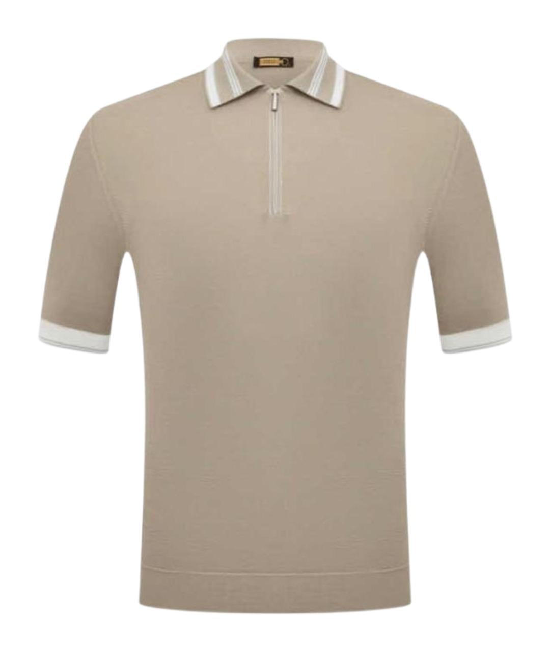 ZILLI Бежевое хлопковое поло с коротким рукавом, фото 1