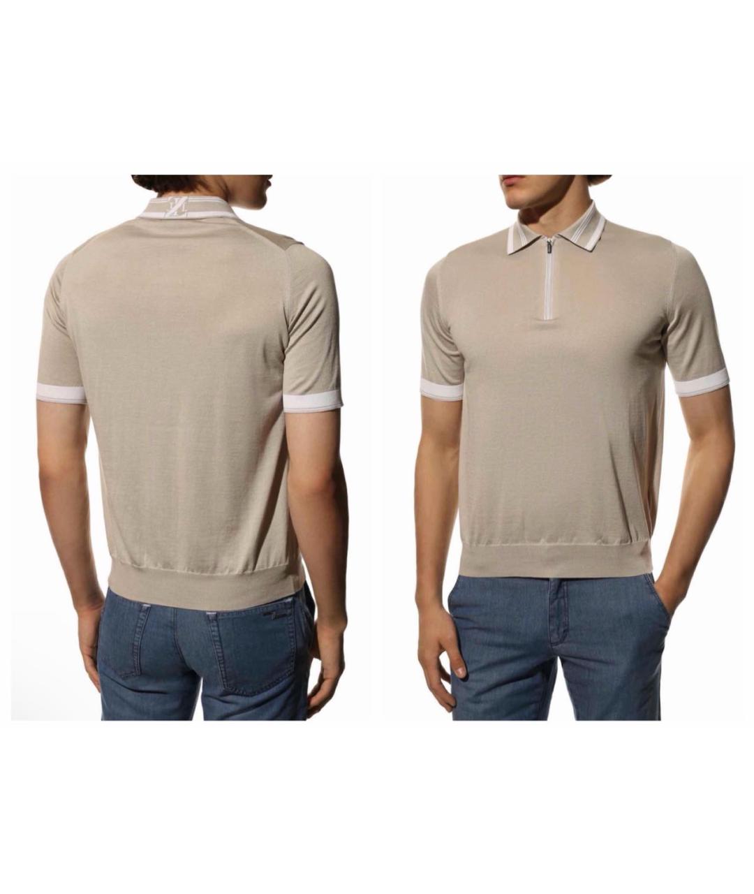 ZILLI Бежевое хлопковое поло с коротким рукавом, фото 3
