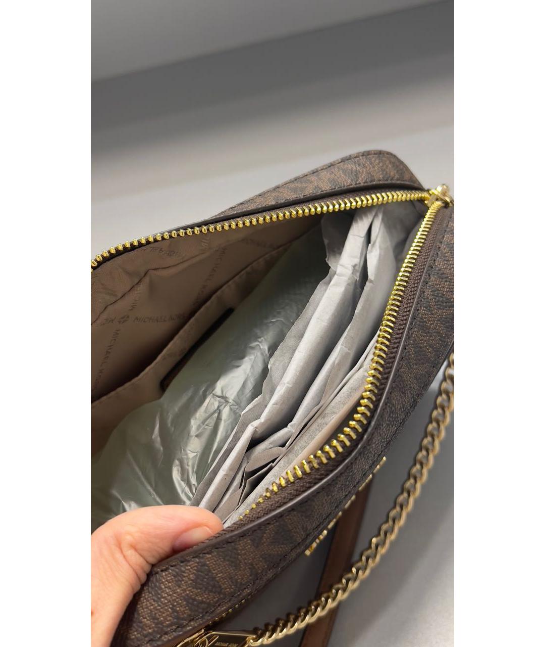 MICHAEL KORS Коричневая кожаная сумка через плечо, фото 4
