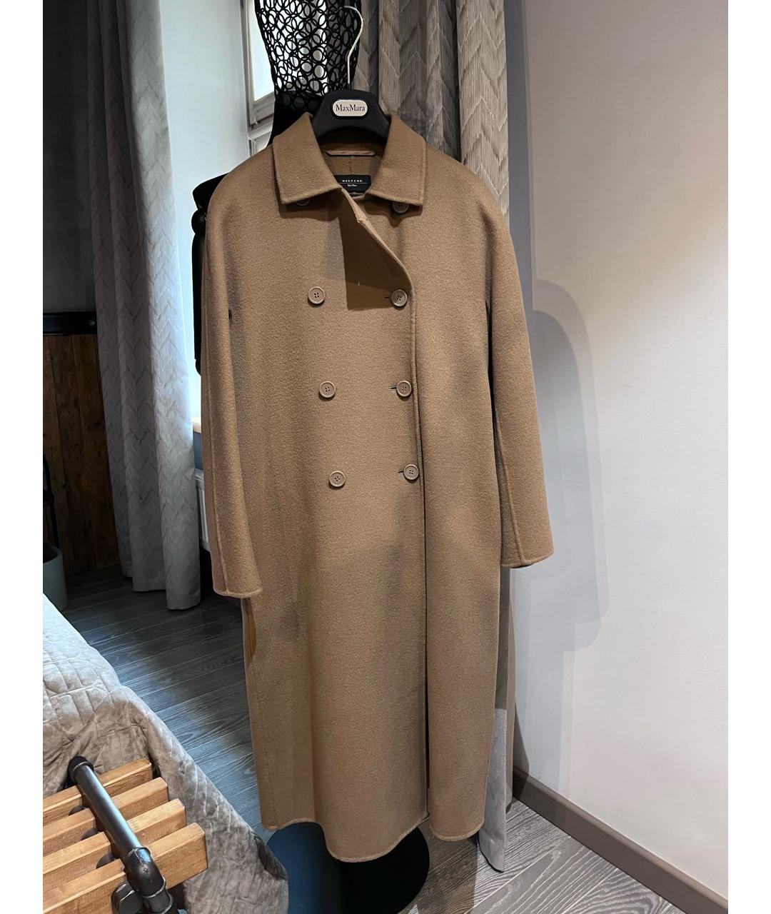 WEEKEND MAX MARA Бежевое шерстяное пальто, фото 7