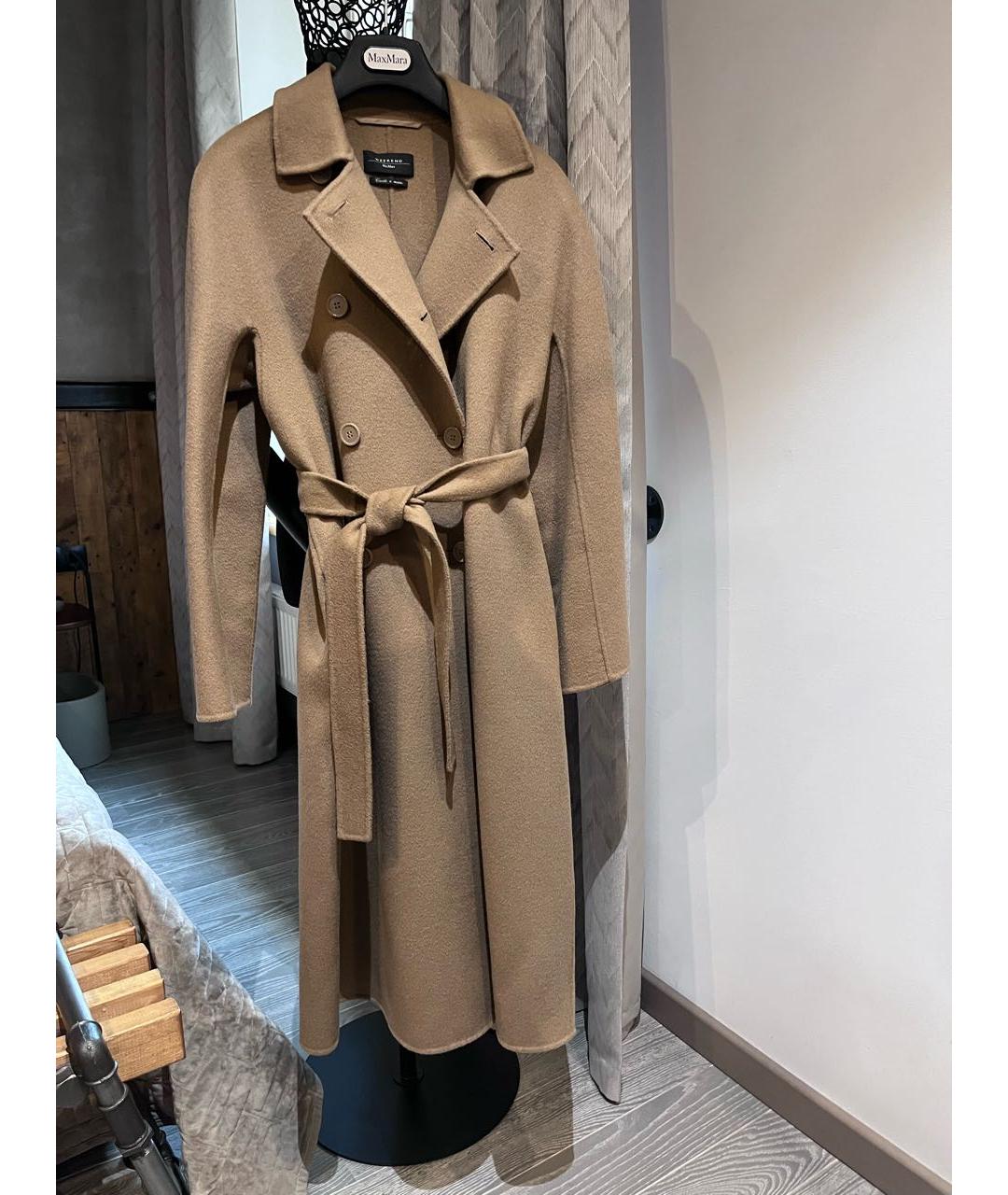 WEEKEND MAX MARA Бежевое шерстяное пальто, фото 4