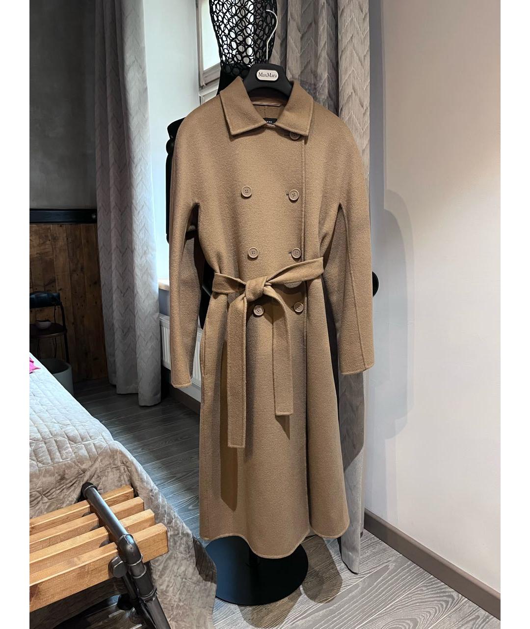 WEEKEND MAX MARA Бежевое шерстяное пальто, фото 8