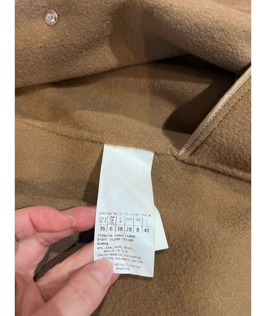 WEEKEND MAX MARA Бежевое шерстяное пальто, фото 3