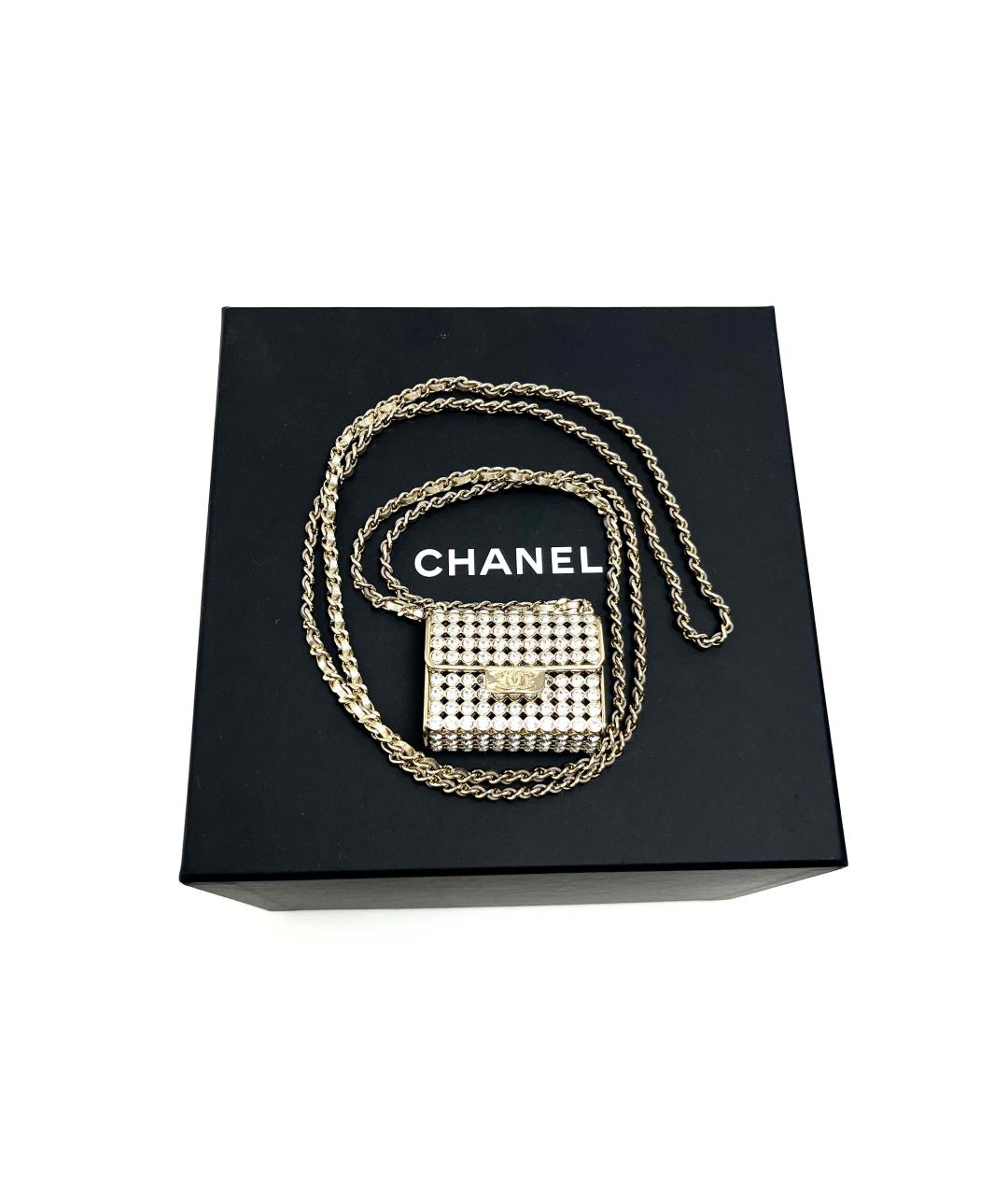 CHANEL Золотая сумка через плечо, фото 4