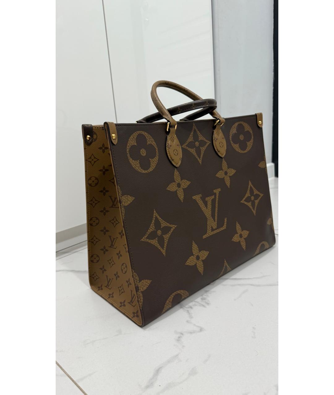 LOUIS VUITTON Коричневая кожаная сумка тоут, фото 2