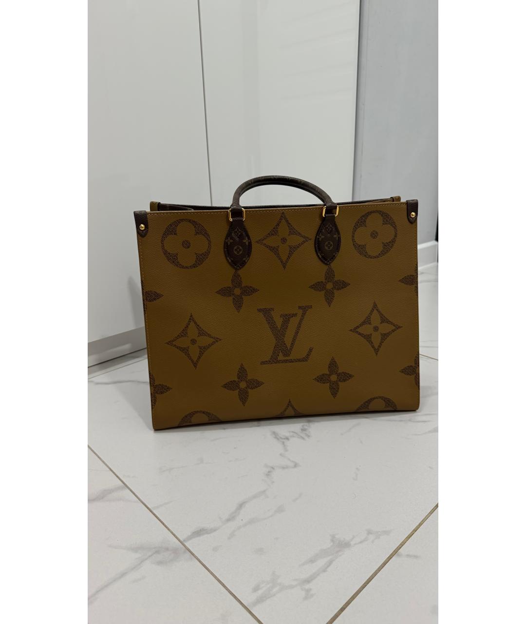 LOUIS VUITTON Коричневая кожаная сумка тоут, фото 3