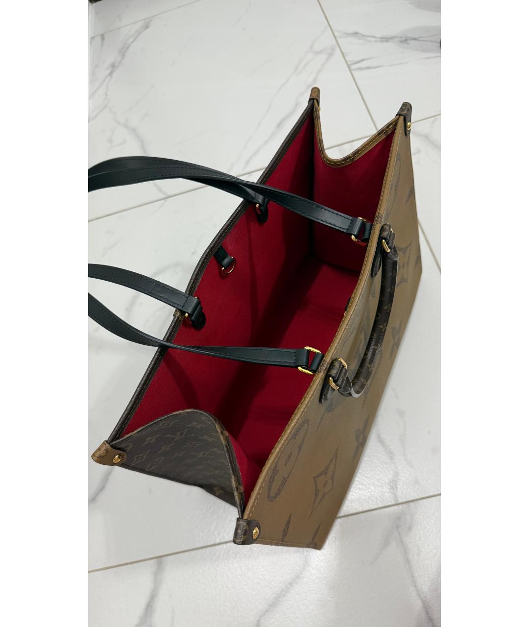 LOUIS VUITTON Коричневая кожаная сумка тоут, фото 4