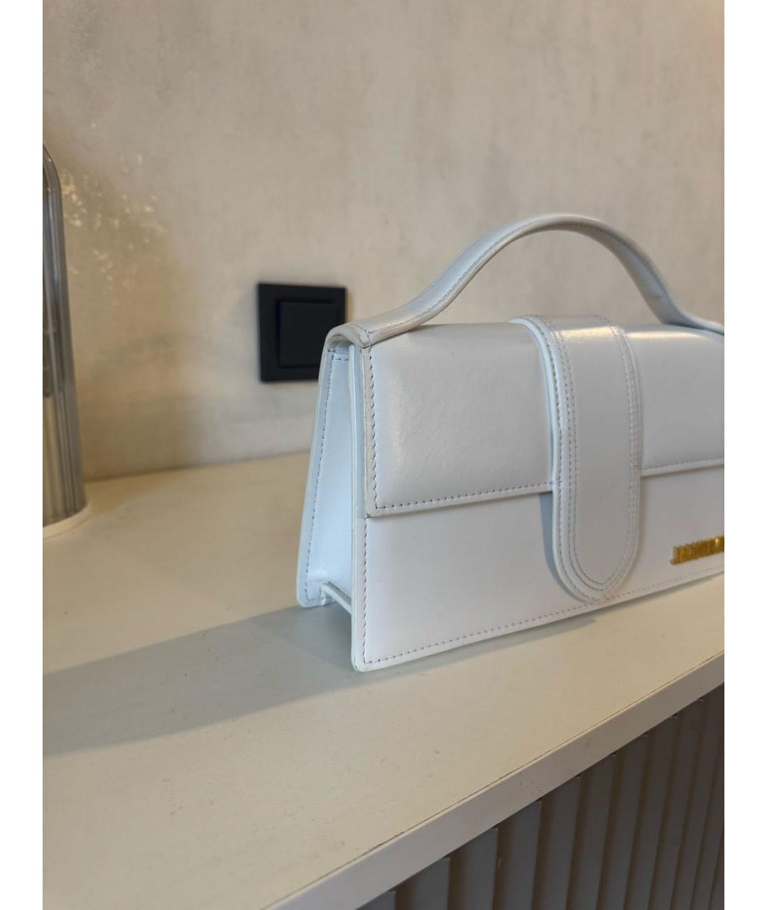 JACQUEMUS Белая кожаная сумка с короткими ручками, фото 2