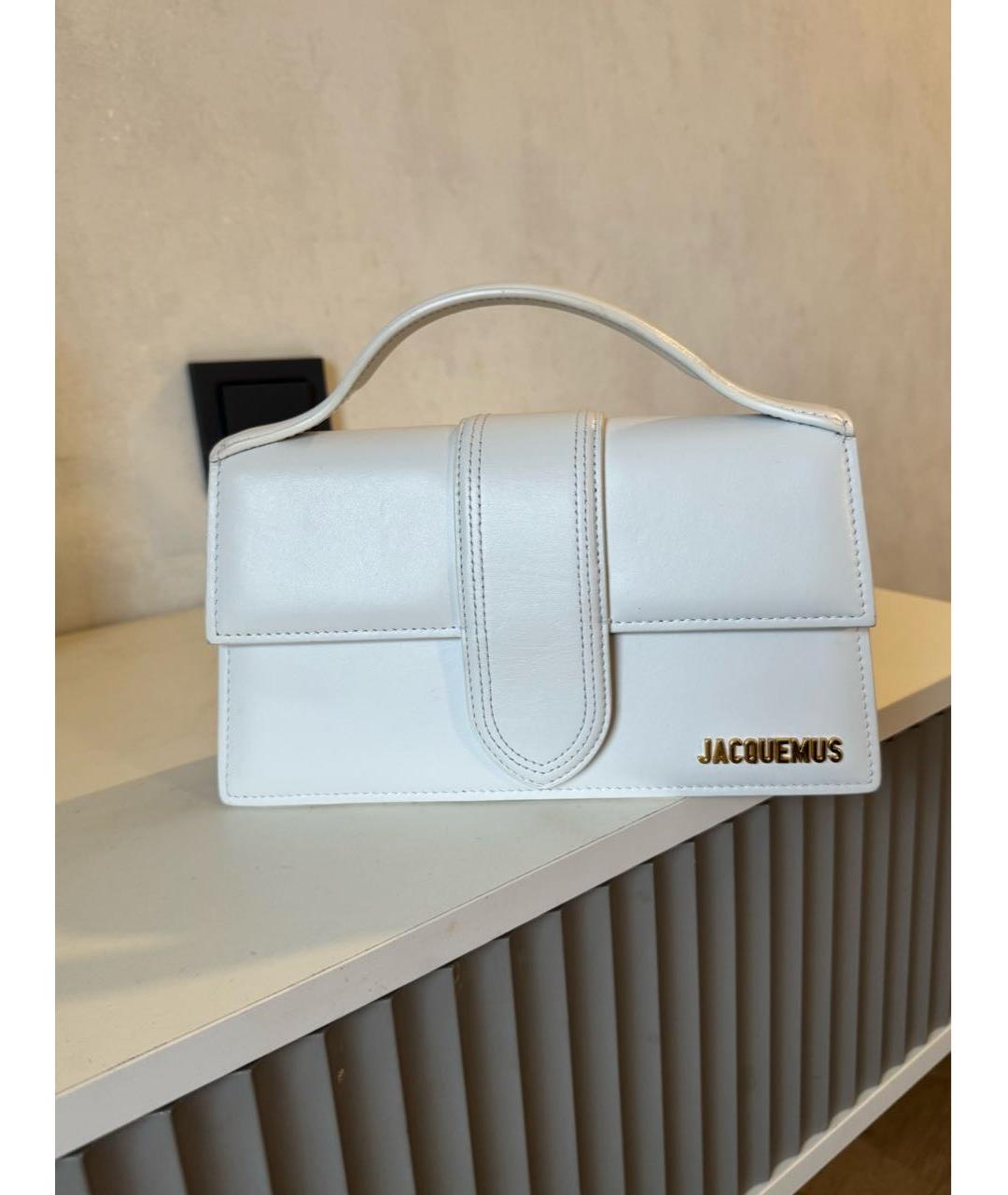 JACQUEMUS Белая кожаная сумка с короткими ручками, фото 6