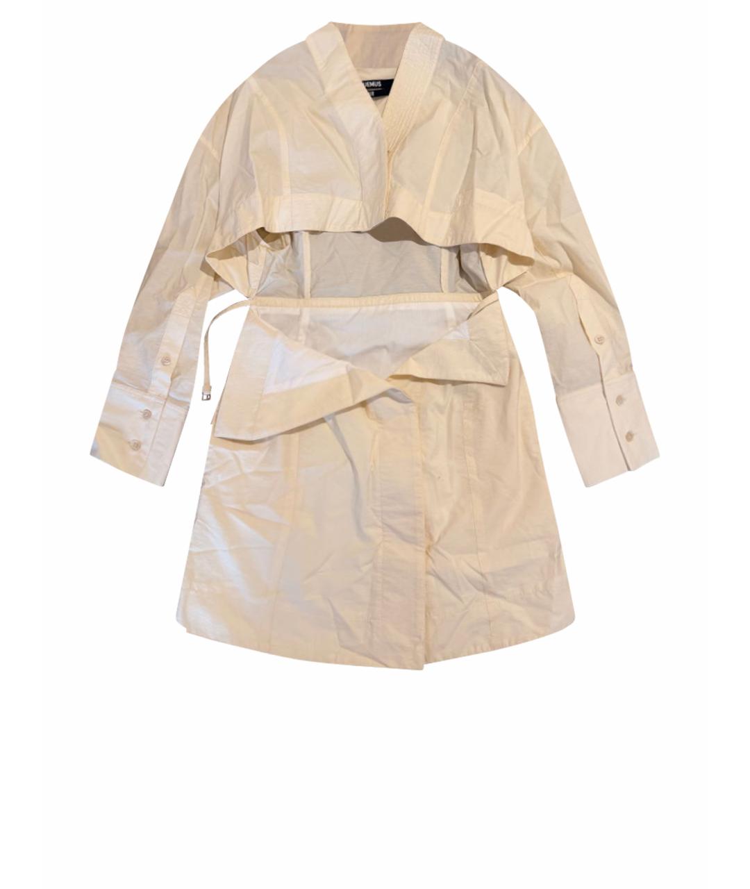 JACQUEMUS Бежевое хлопковое коктейльное платье, фото 1