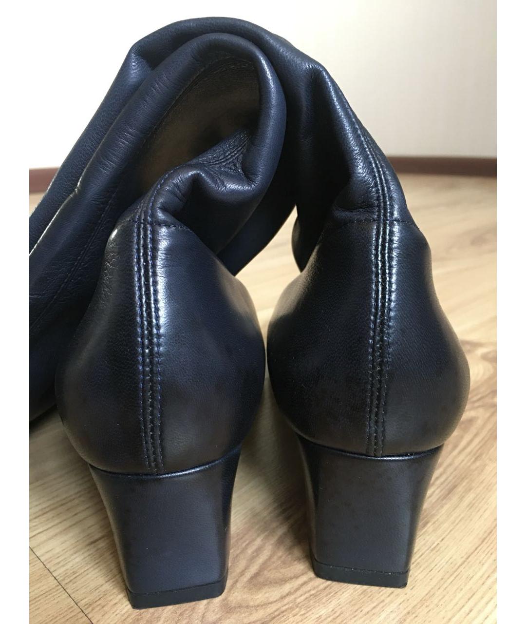 CHANEL Темно-синие кожаные ботфорты, фото 4