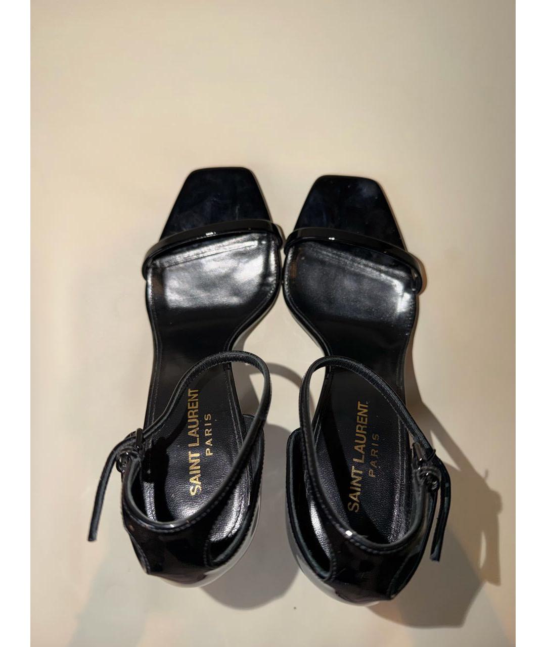 SAINT LAURENT Черные босоножки из лакированной кожи, фото 3
