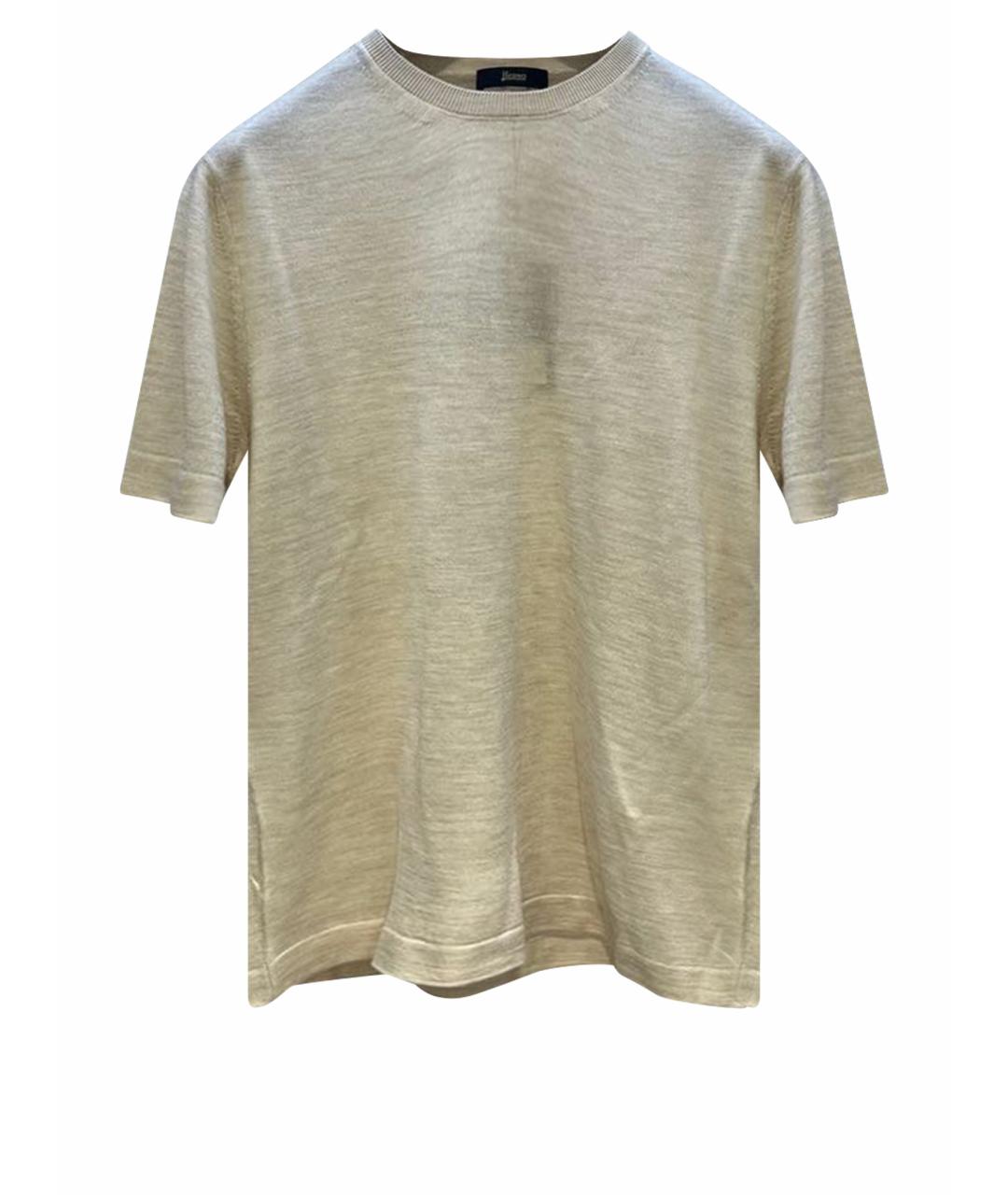 HERNO Бежевая хлопковая футболка, фото 1