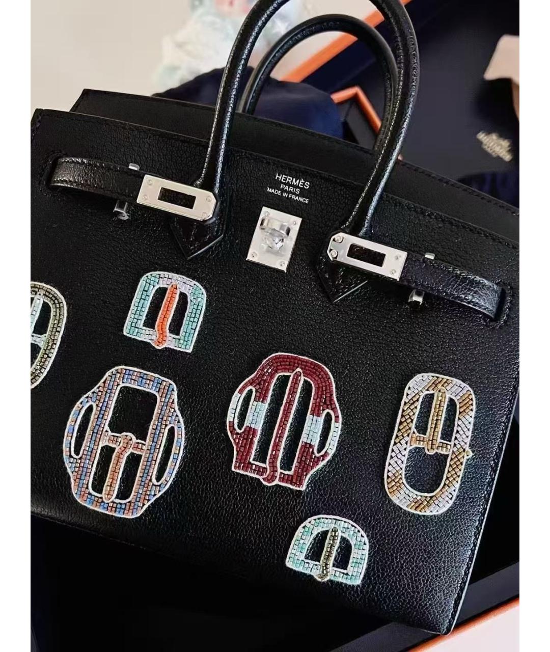 HERMES Черная кожаная сумка с короткими ручками, фото 3