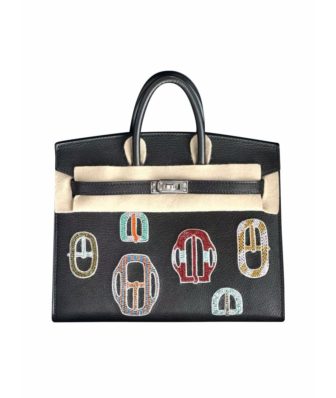 HERMES Черная кожаная сумка с короткими ручками, фото 1