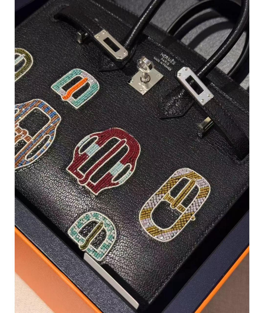 HERMES Черная кожаная сумка с короткими ручками, фото 4