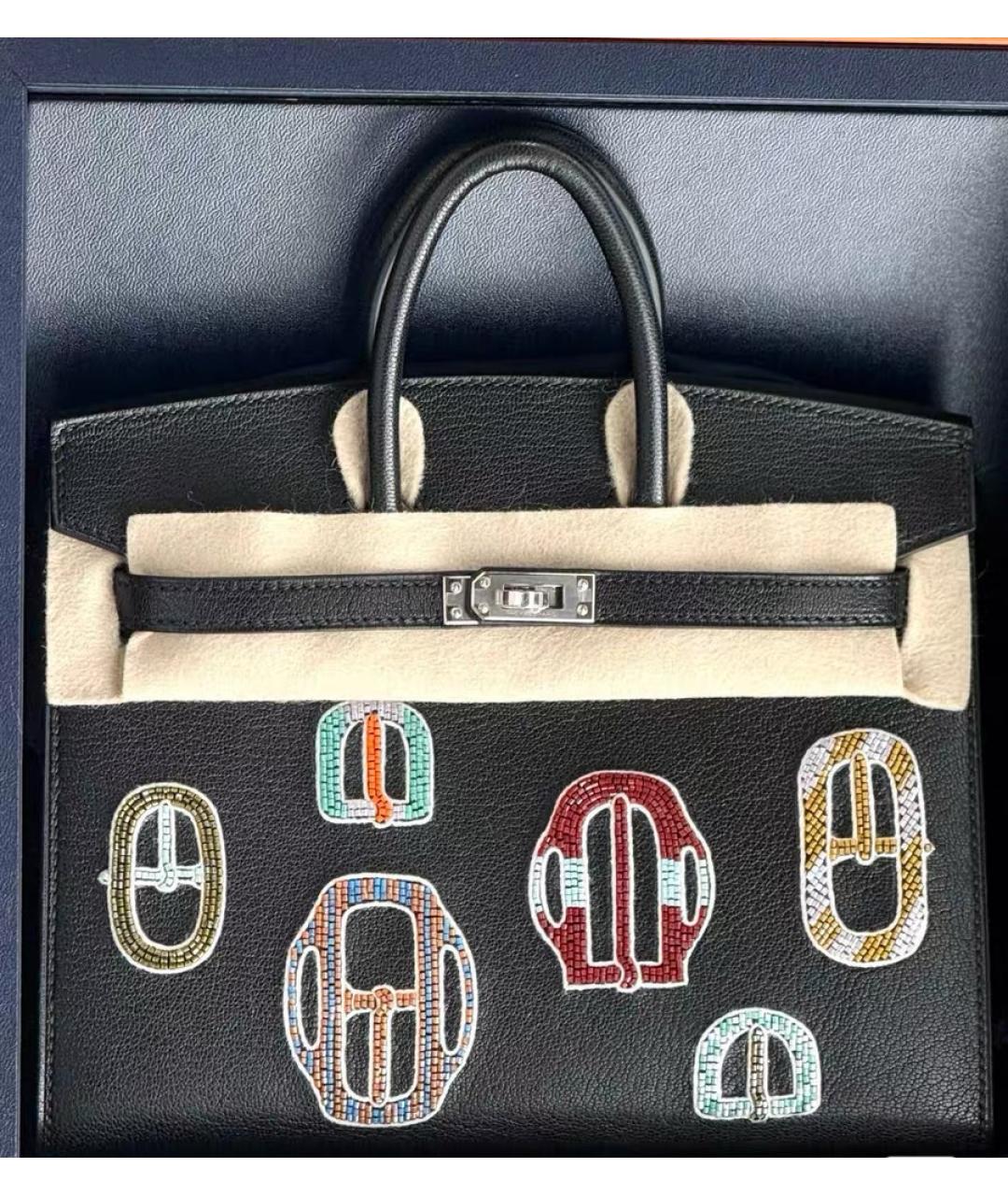 HERMES Черная кожаная сумка с короткими ручками, фото 5