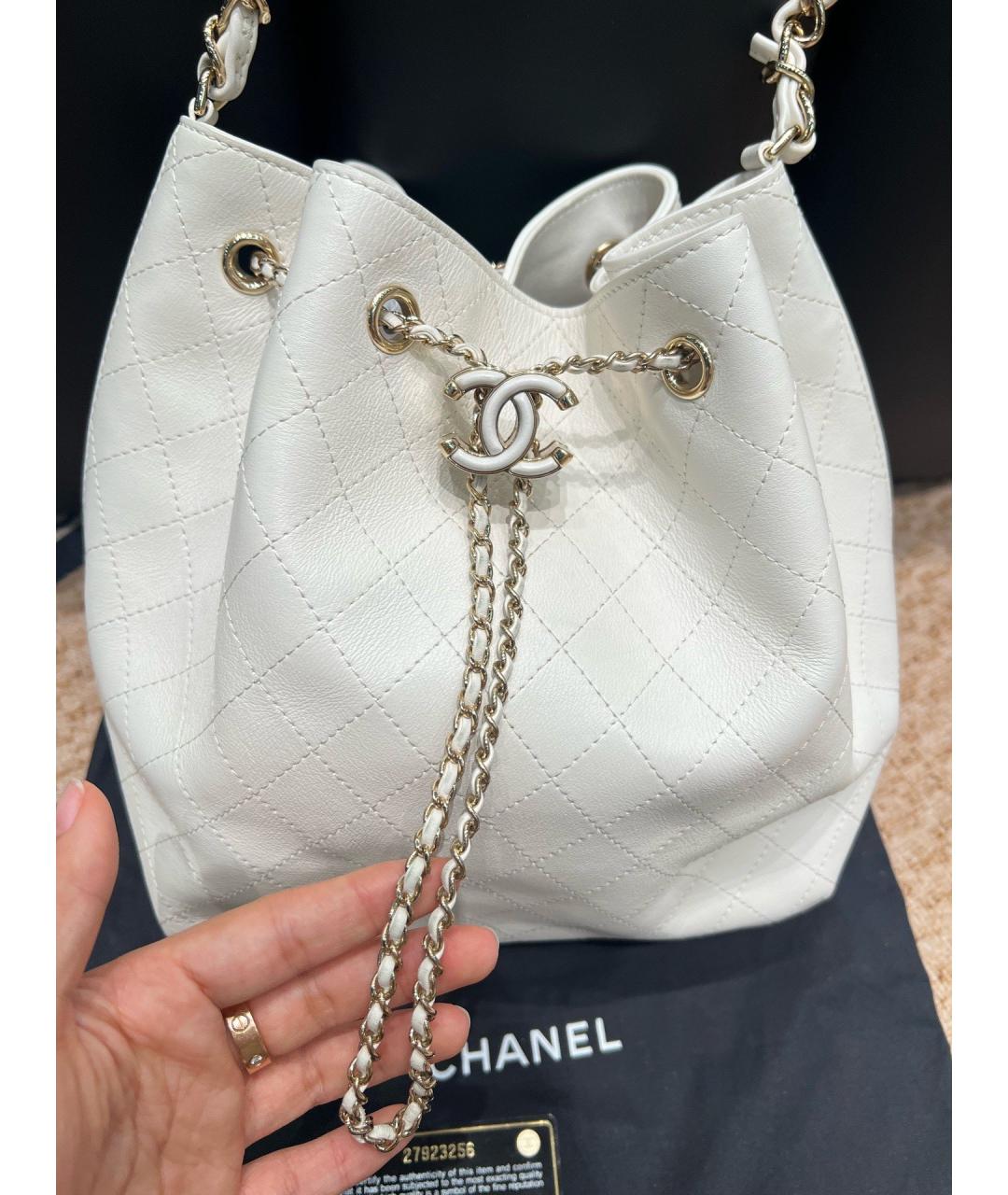 CHANEL Белая кожаная сумка через плечо, фото 2