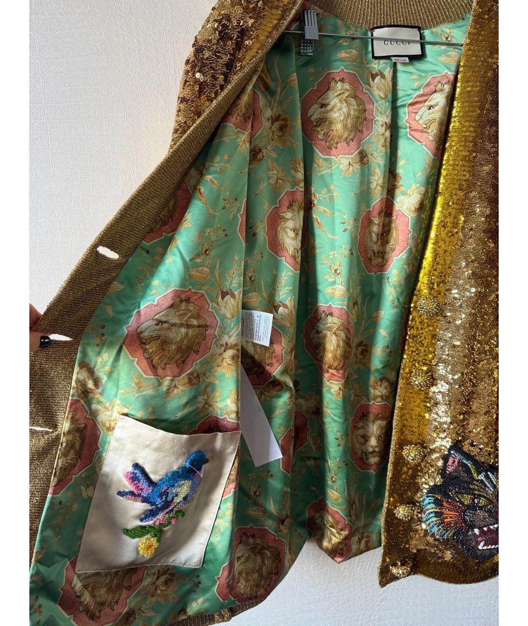 GUCCI Золотой полиамидовый кардиган, фото 2