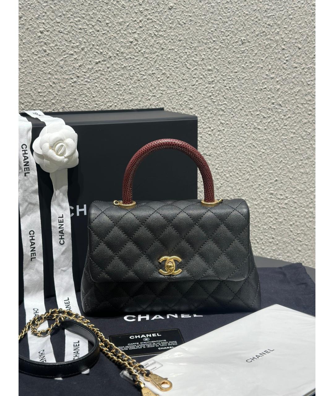 CHANEL Черная кожаная сумка через плечо, фото 10