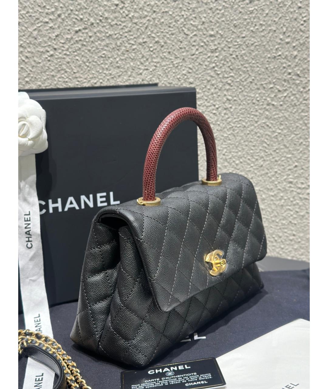 CHANEL Черная кожаная сумка через плечо, фото 3