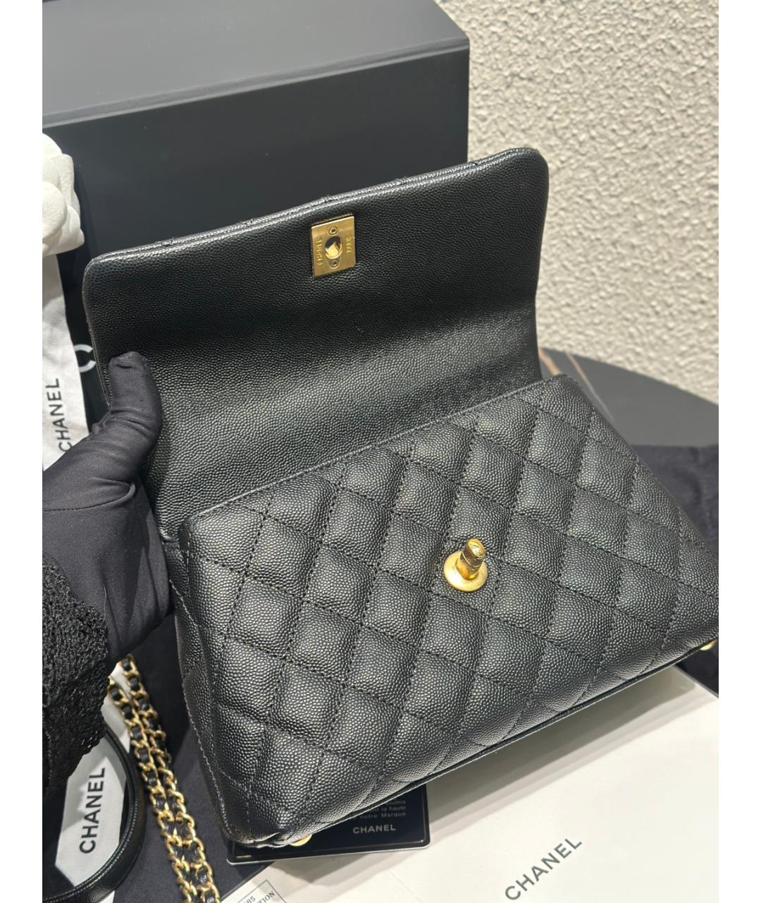 CHANEL Черная кожаная сумка через плечо, фото 8