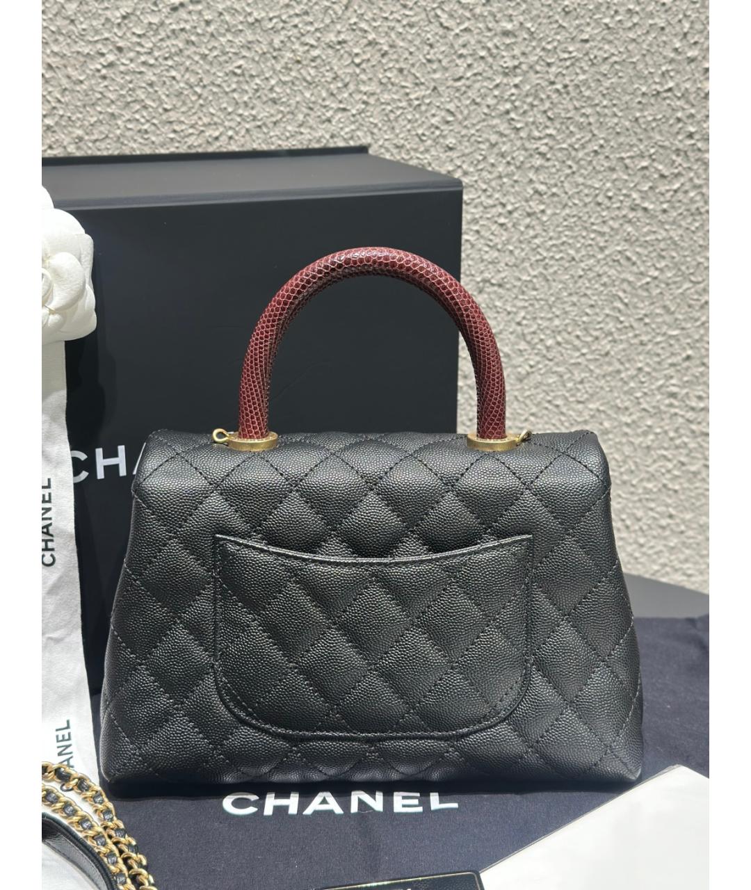 CHANEL Черная кожаная сумка через плечо, фото 6