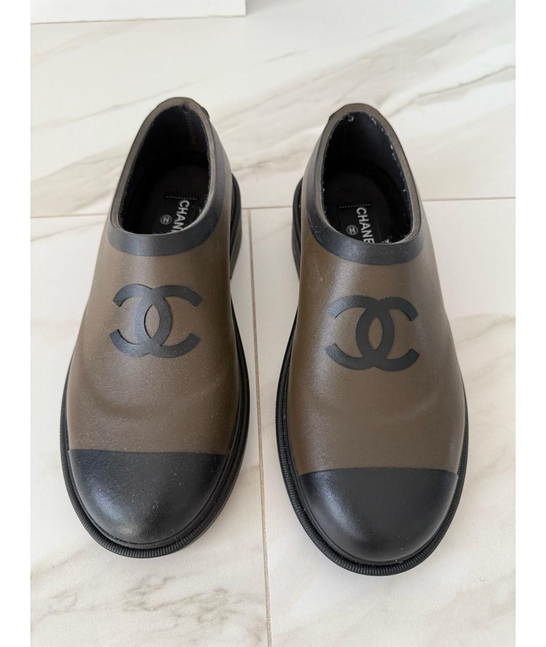 CHANEL Коричневые резиновые ботинки, фото 2
