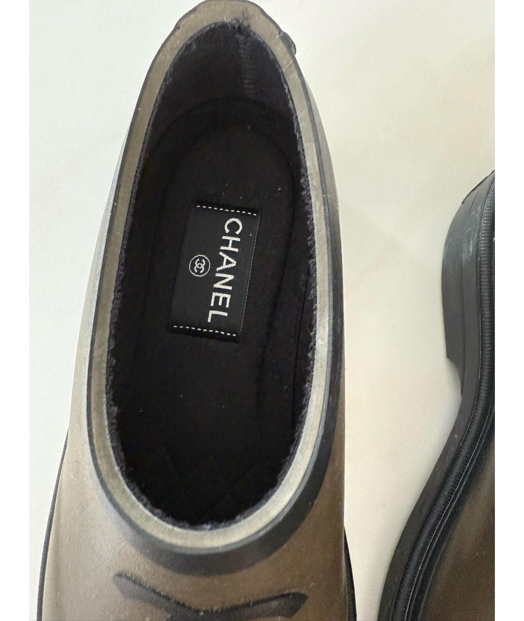 CHANEL Коричневые резиновые ботинки, фото 4