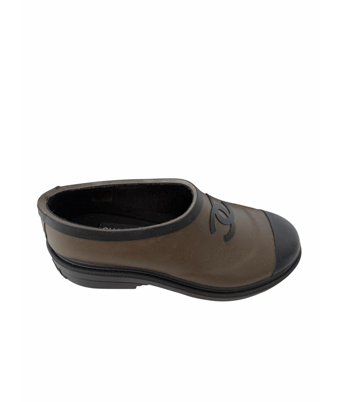 CHANEL Коричневые резиновые ботинки, фото 1