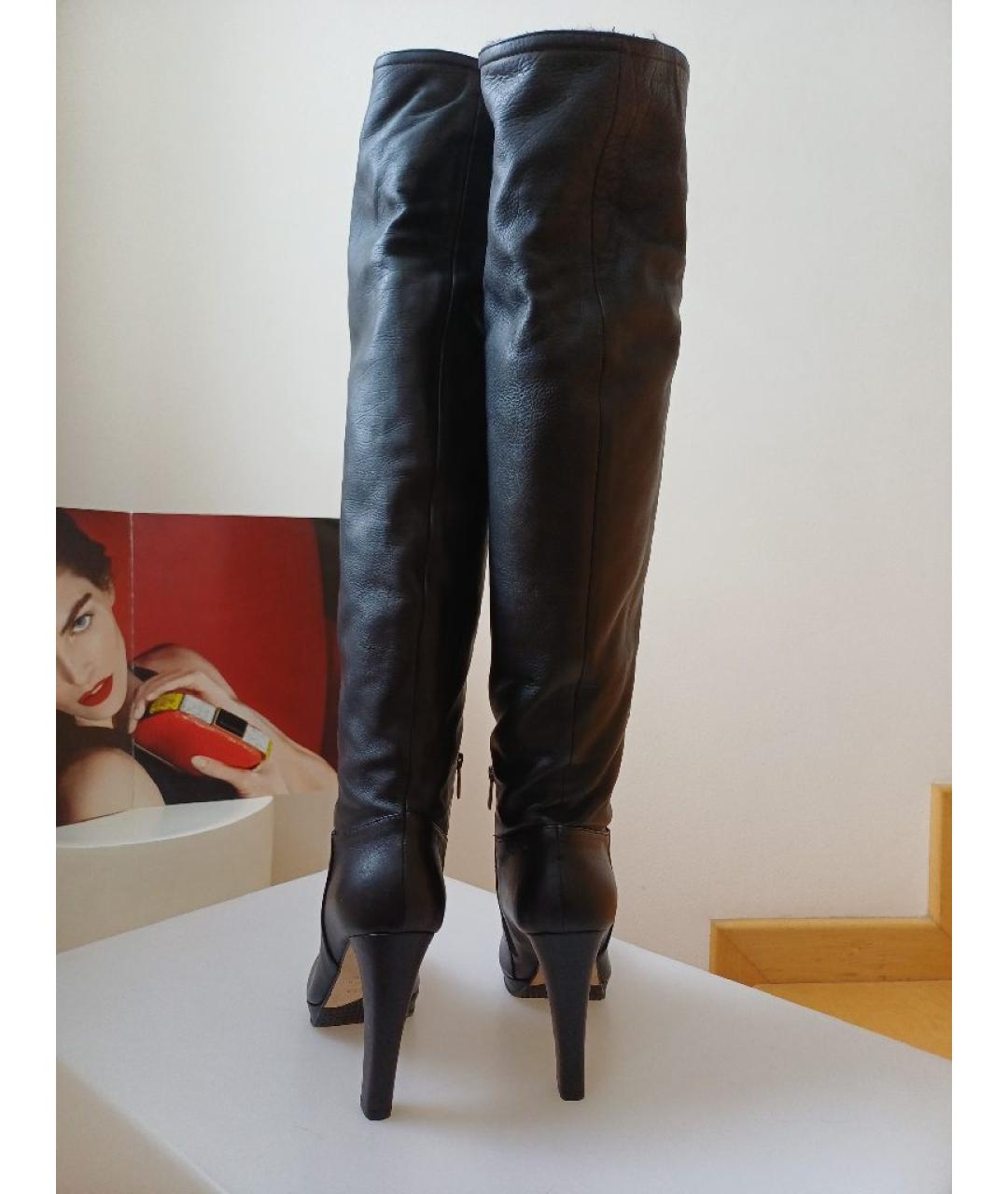 LE SILLA Черные кожаные ботфорты, фото 7