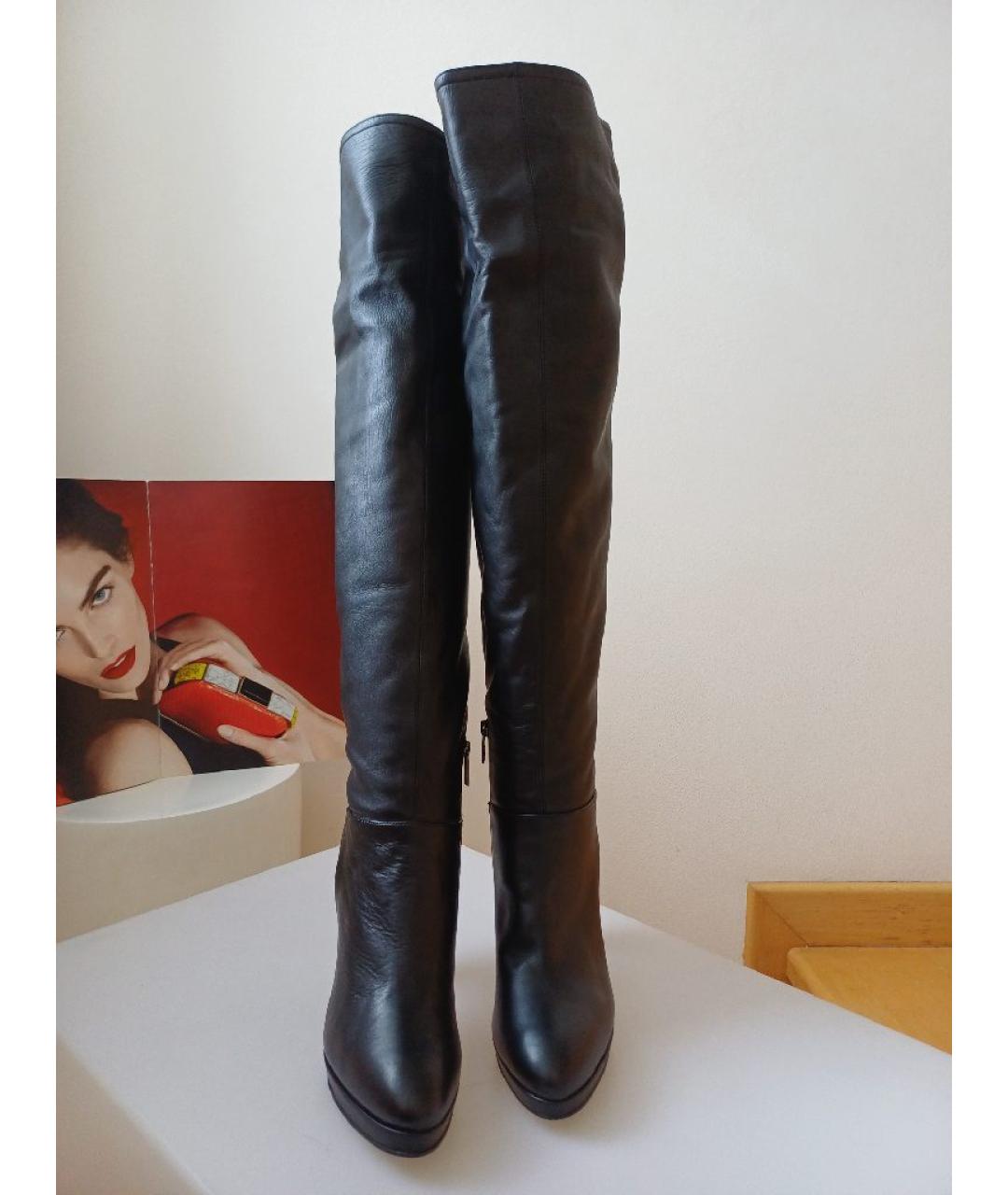 LE SILLA Черные кожаные ботфорты, фото 6