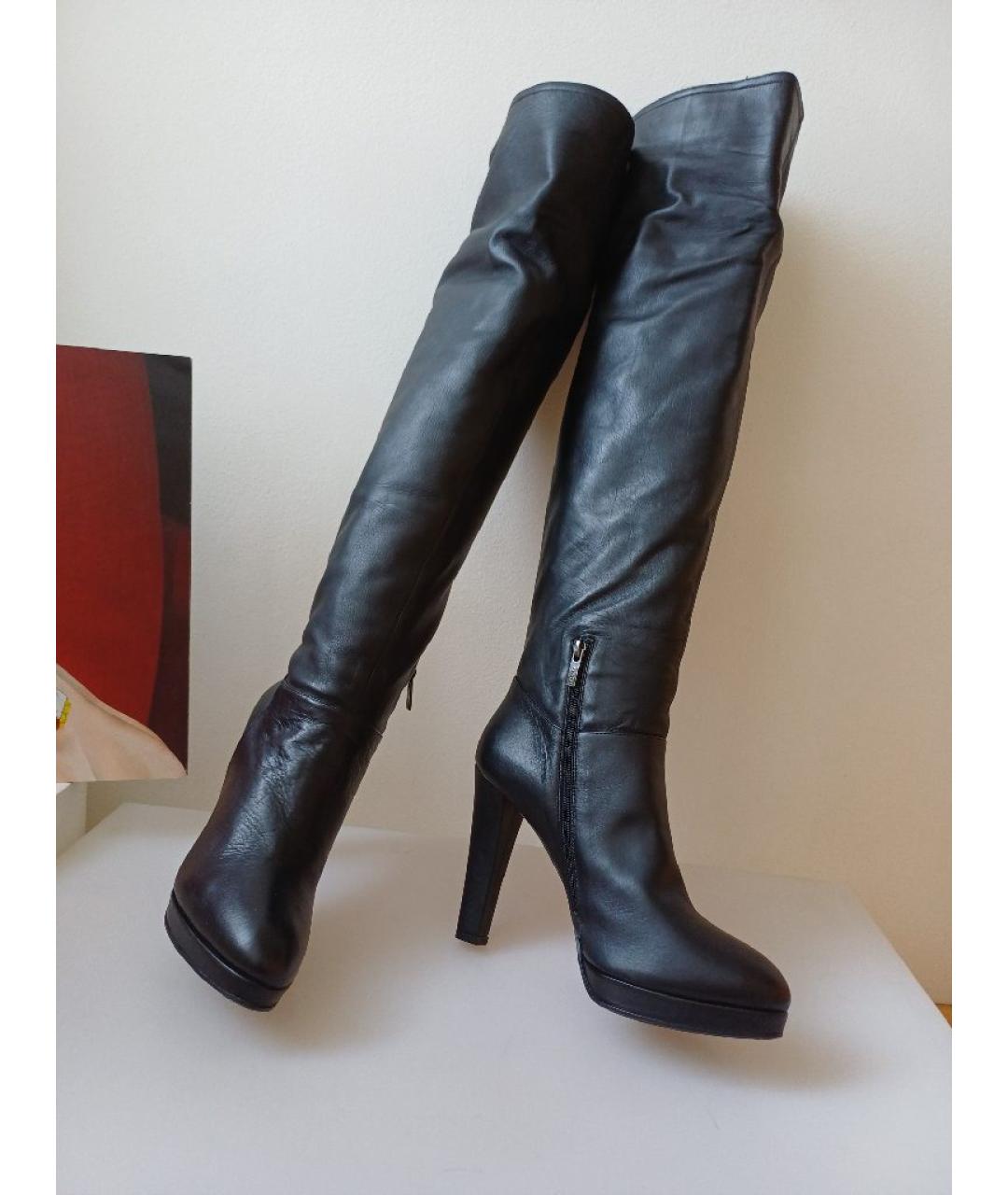 LE SILLA Черные кожаные ботфорты, фото 4