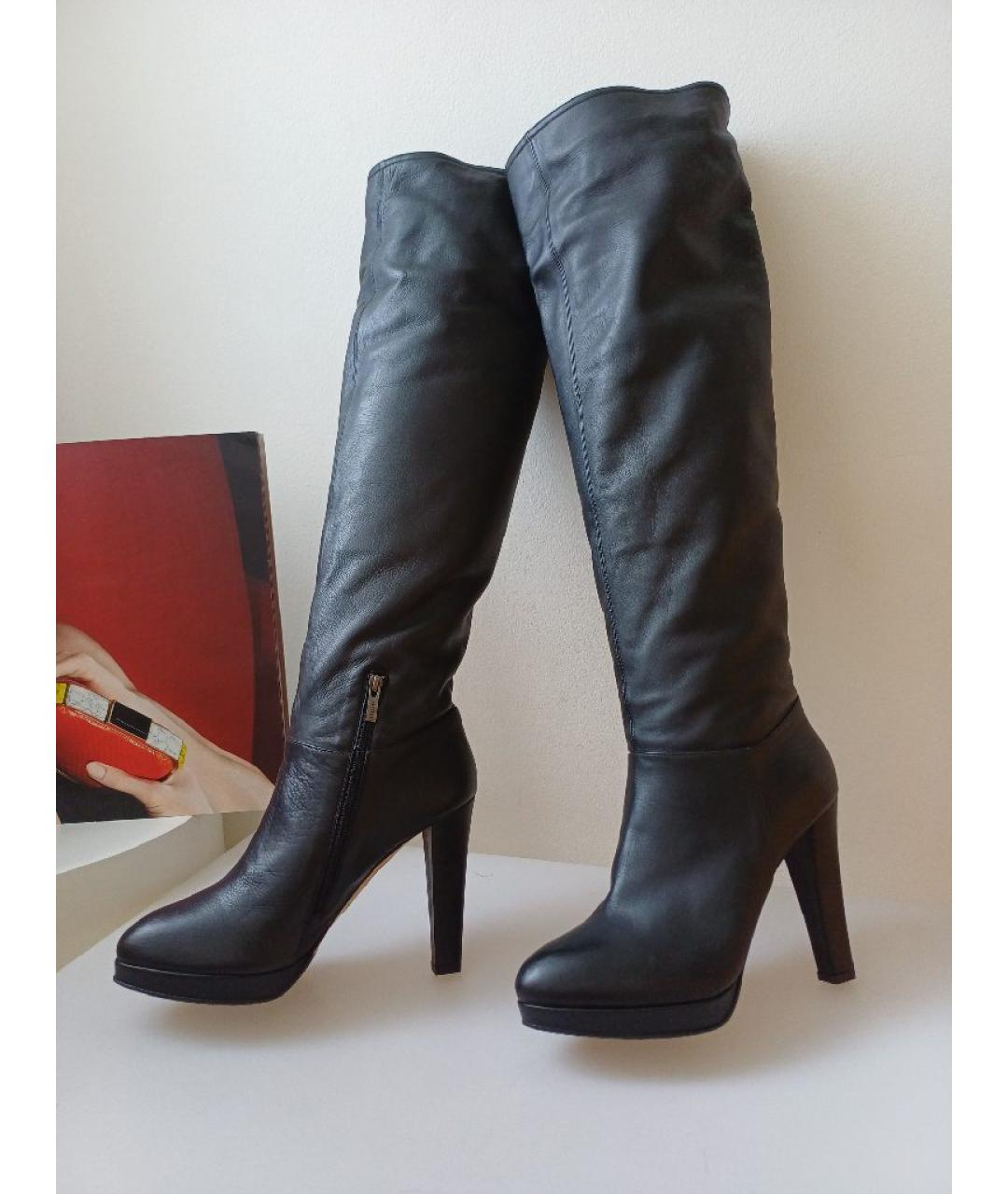 LE SILLA Черные кожаные ботфорты, фото 3