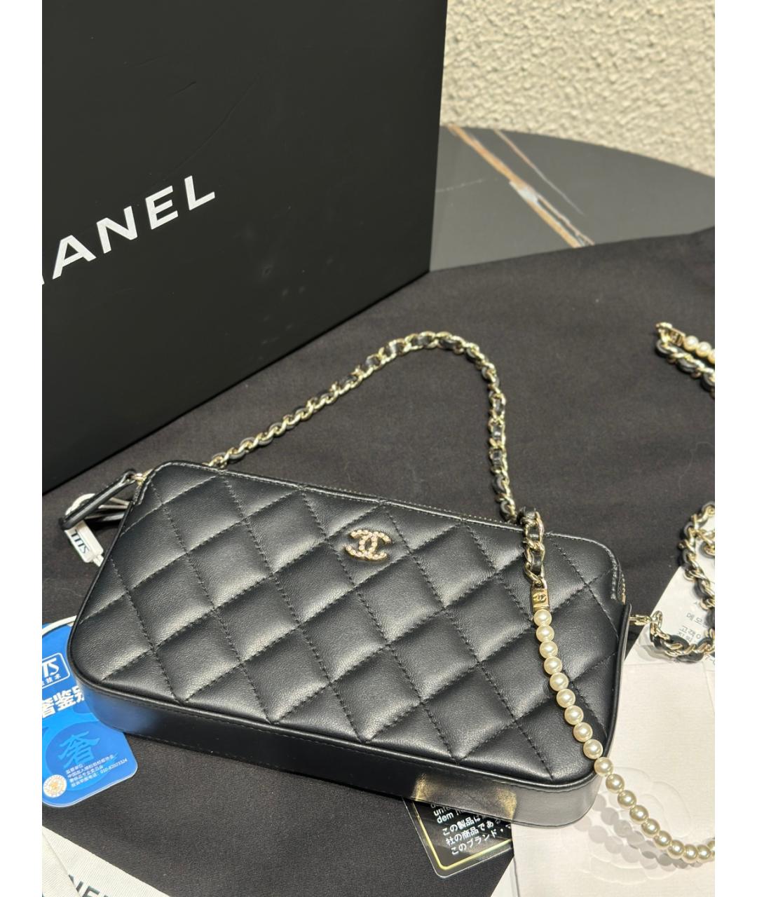 CHANEL Черная кожаная сумка через плечо, фото 5