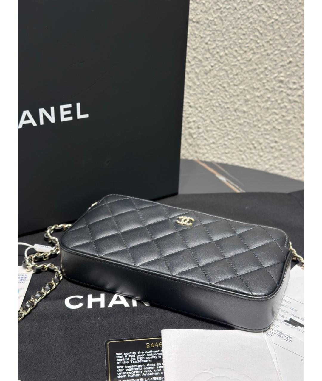 CHANEL Черная кожаная сумка через плечо, фото 6