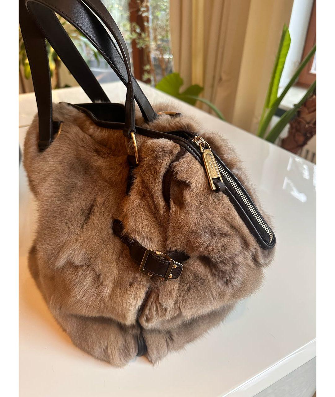 YVES SAINT LAURENT BEAUTY Коричневая сумка через плечо из экзотической кожи, фото 3