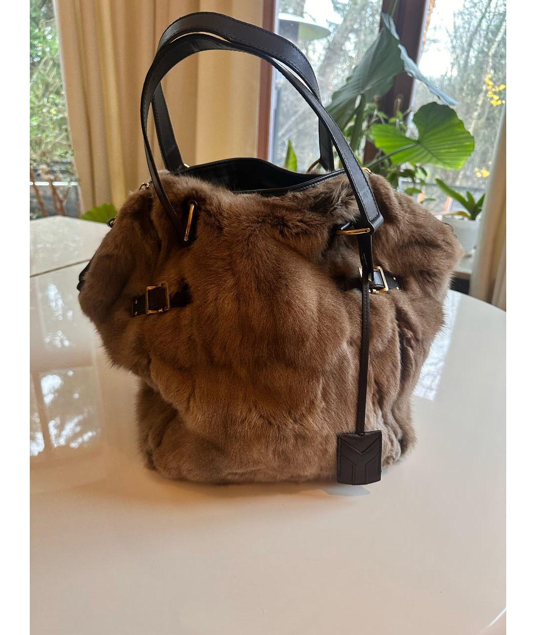 YVES SAINT LAURENT BEAUTY Коричневая сумка через плечо из экзотической кожи, фото 6