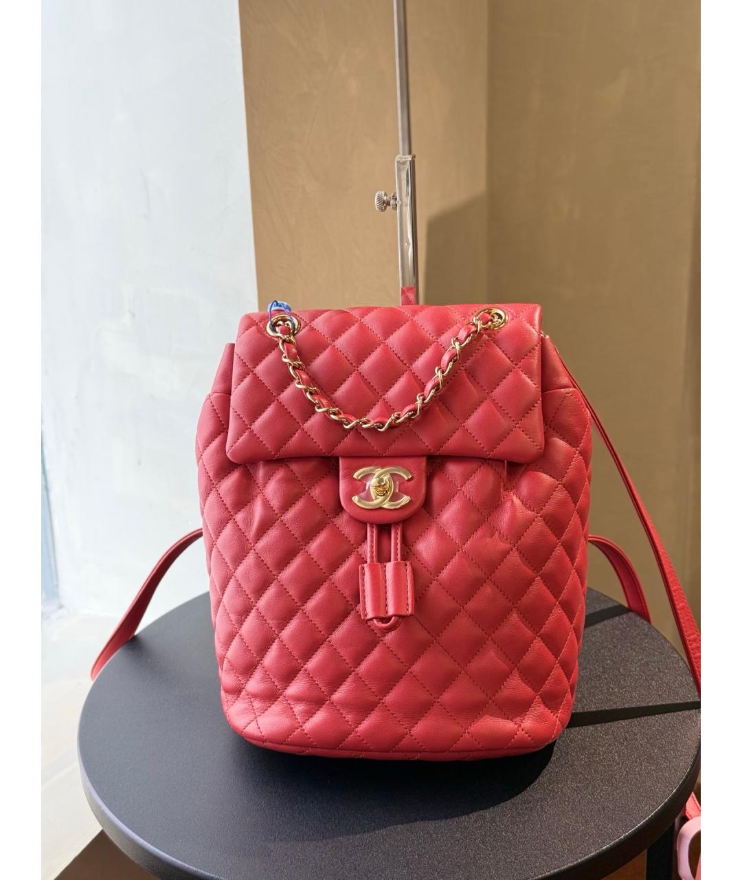 CHANEL Красный кожаный рюкзак, фото 8