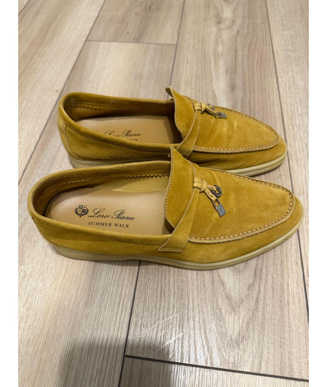 LORO PIANA Горчичные замшевые лоферы, фото 6